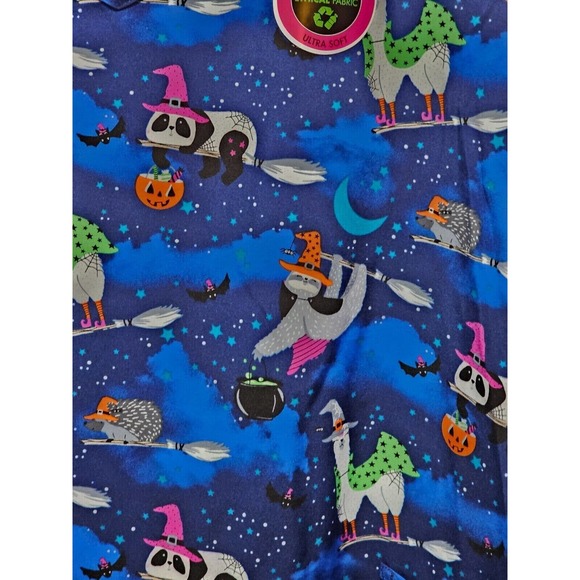 3XL Scrubstar Halloween Sloth Llama Panda Raccoon Bat Hedgehog Scrub Top New - Picture 2 of 4